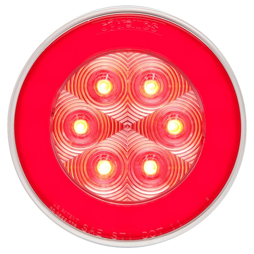 Optronics 4" Round GloLight Clear Stop/Turn/Taillight RED - STL101RCBK