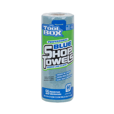 Shop Towels - Single Roll, Blue, 55 Sheets
