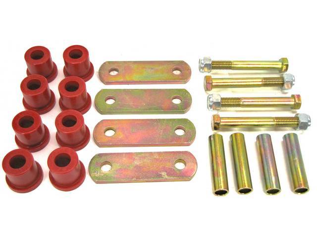 Leaf Spring Shackle Kit, Rear, Prothane, polyurethane, Red