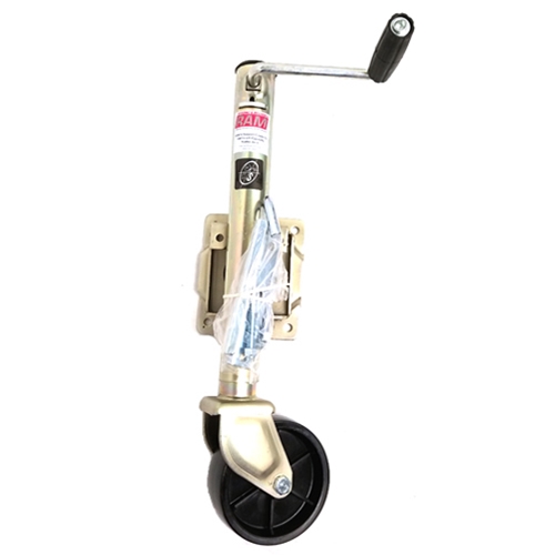 1,000 lbs. capacity RAM Side Wind Bolt-on Swivel Trailer Jack Zinc Coated with 6" Caster - MJ-1001B