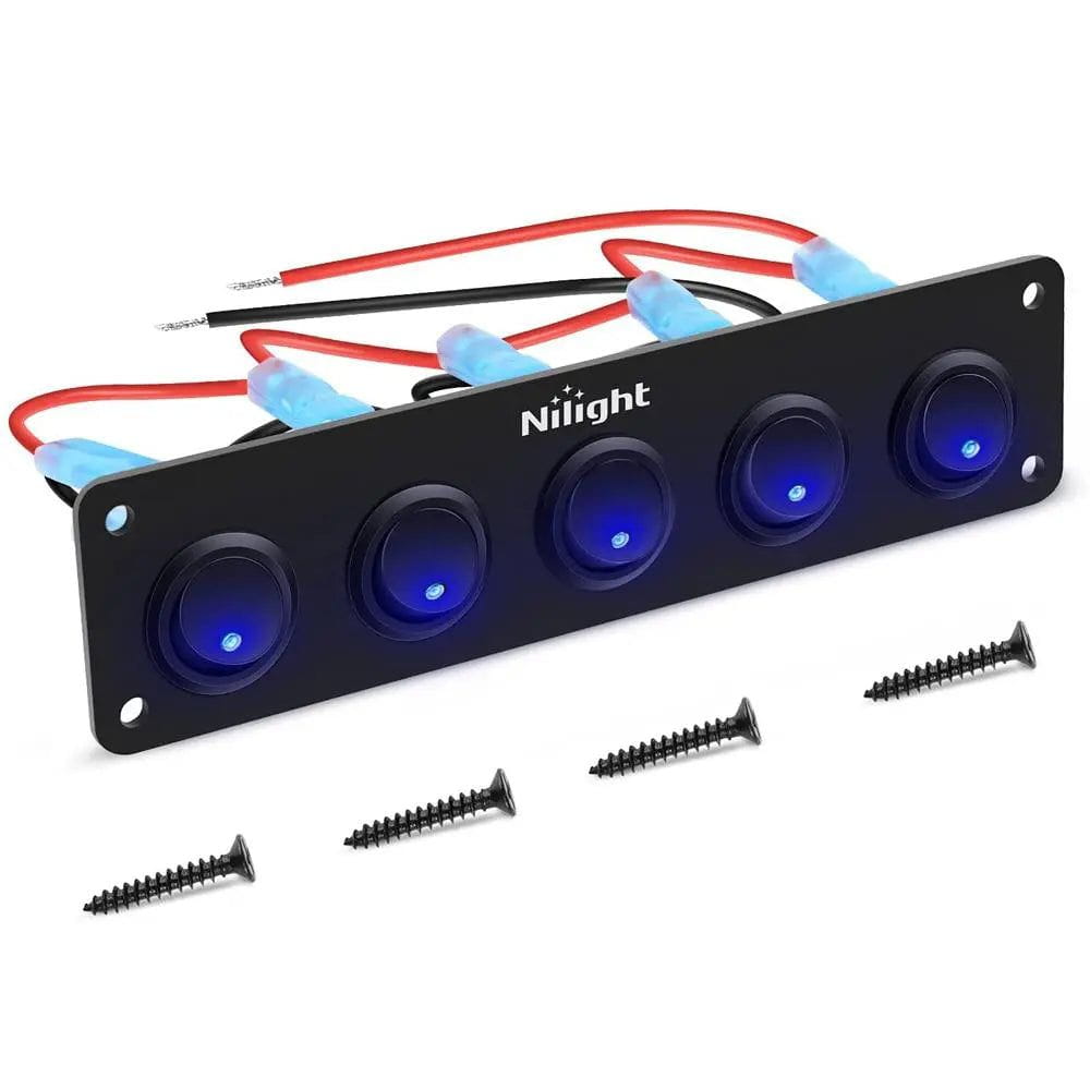 5Gang 3Pin Blue Rocker Switch Panel