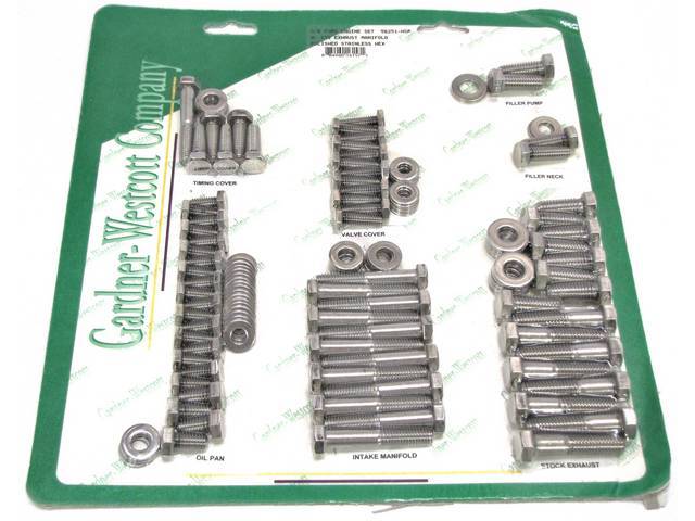 Bolt Kit, Engine Dress Up, Polished Stainless Steel Hex Head Bolts