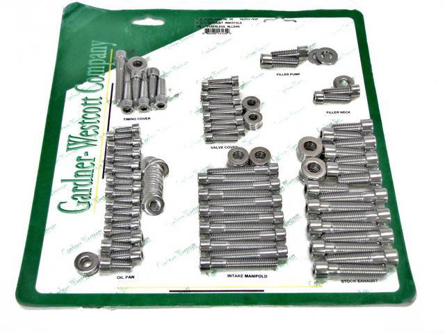 Bolt Kit, Engine Dress Up, Polished Stainless Steel Allen Head Bolts