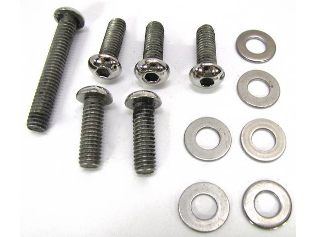 Bolt Kit, Timing Cover, Polished Stainless Steel Button Head Bolts
