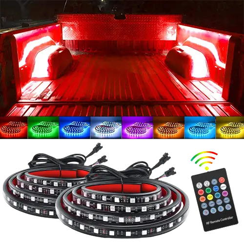 60 Inch 180Leds RGB RF Remote Control LED Bed Light Strip 2PCS