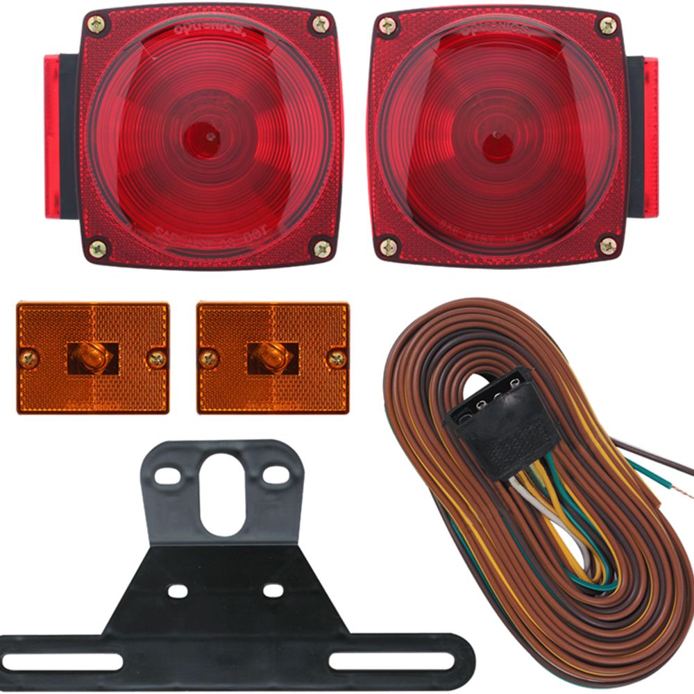Optronics Square Incandescent Trailer Light Kit for under 80" wide, under 30' long and under 10,000 lbs capacity - TL29BK