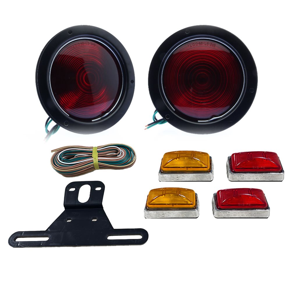 Optronics Round Flange mount incandescent Trailer light kit for under 80" wide, under 30' long and under 10,000 lbs capacity - 204-LK