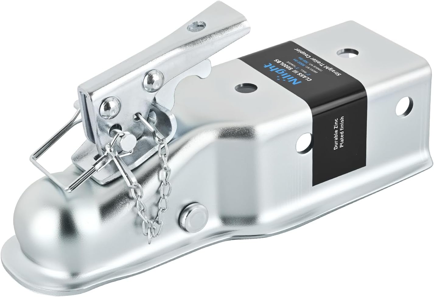 Straight Trailer Coupler with Security Latch&Chain for 2-Inch Hitch Ball, 3-Inch Channel,5000 LBS,Heavy Duty Trailler Tongue Coupler for Station Wagon, Truck, Bolted & Welded Installation