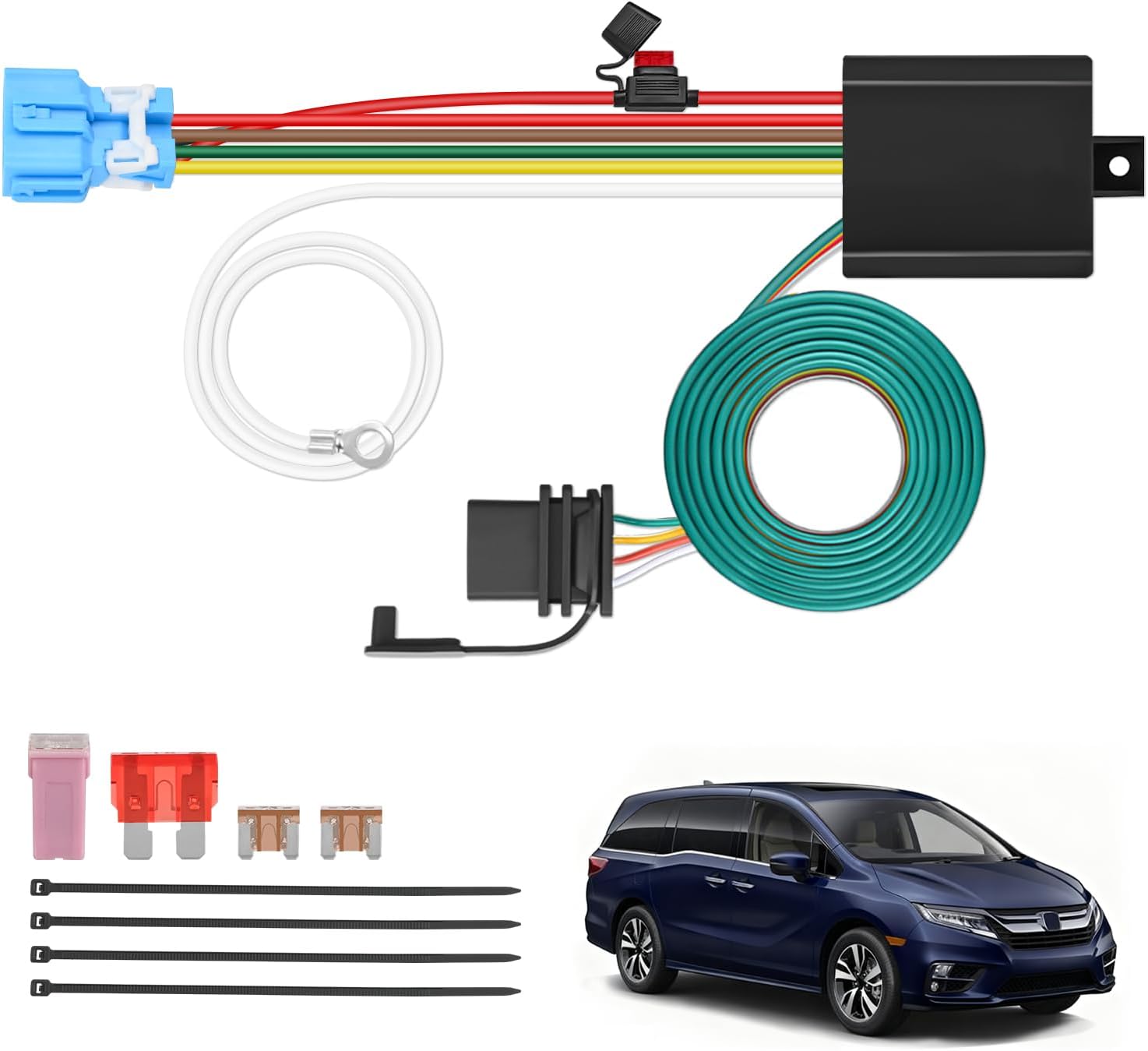 4 Pin Trailer Wiring Harness Kit 56382 Vehicle Standard 4 Way Connector Custom for 2018 2019 2020 2021 2022 2023 2024 2025 Honda Odyssey Simple Fit Tow Hitch Harness