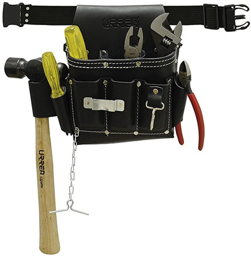 URREA 7 pc 10-pocket leather tool pouch #JBN133