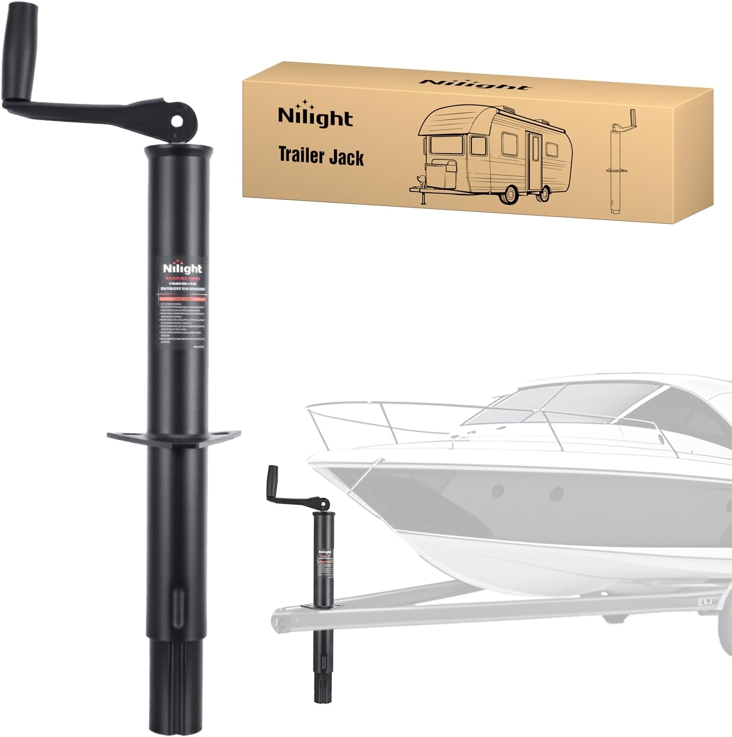 A-Frame Trailer Jack 5000 lbs Capacity 15 Inch Vertical Travel Heavy Duty Trailers Tongue Jack with Top Wind Handle Alloy Steel Utility Trailer RV Jack Stand for Trailers RV Boat Camper Matt Black