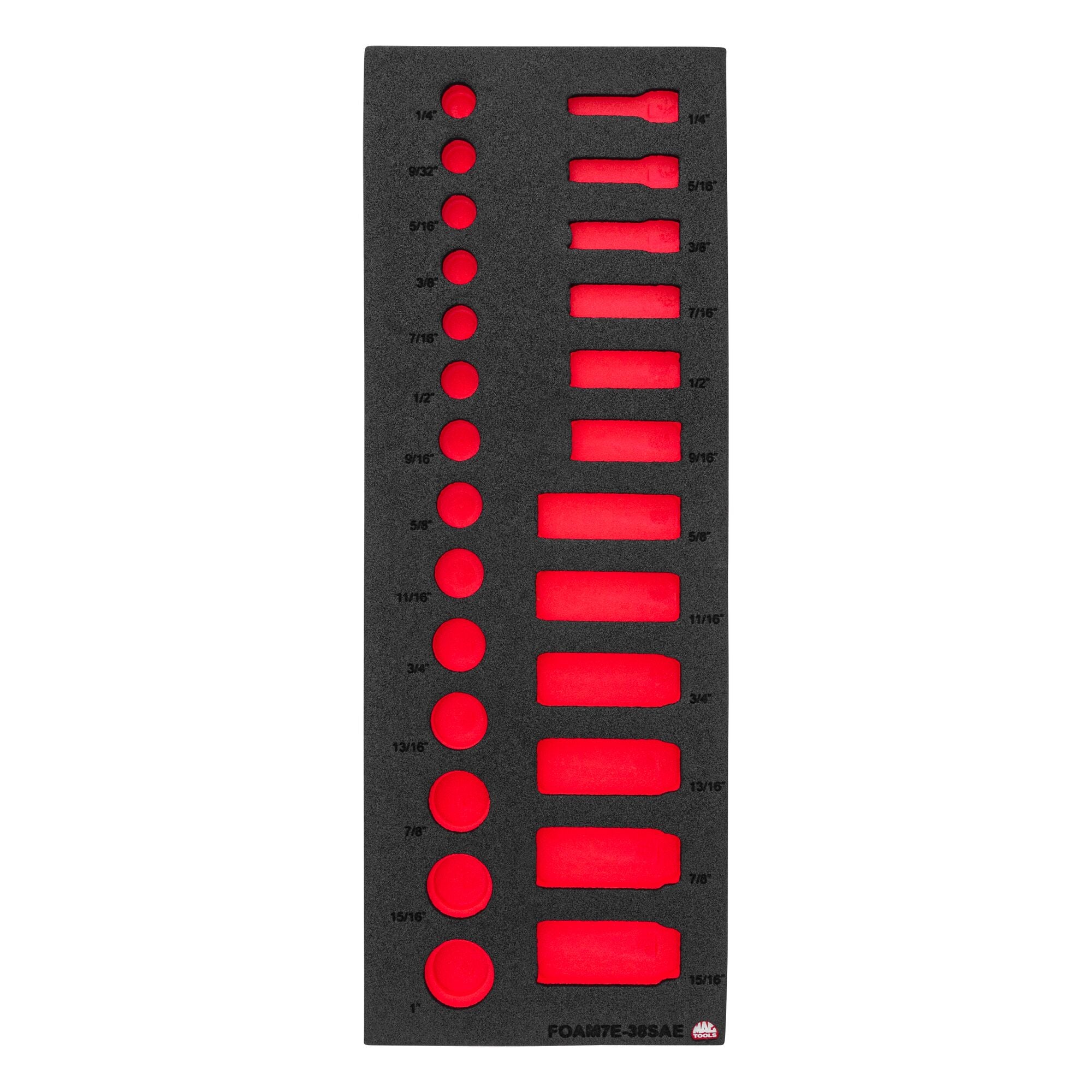 Foam Only - 3/8” Drive Sockets SAE (FOAM7E-38SAE Set)