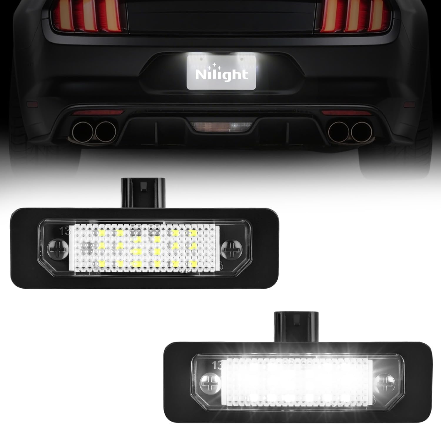 License Plate Lights Compatible with 2010 2011 2012 2013 2014 Ford Mustang 2008 2009 Ford Mercury Sable 2014 2015 Ford Edge 2010-2018 Ford Taurus with Black housing 6000K White 2PCS Pack
