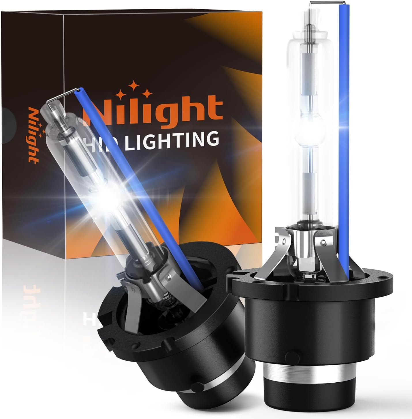 D2S Xenon HID Headlight Bulbs, 8000K Cool White D2S Bulb 35W High Low Beam Xenon Headlights Replacement, 2-Pack(NOT fit Halogen Headlight Assembly)