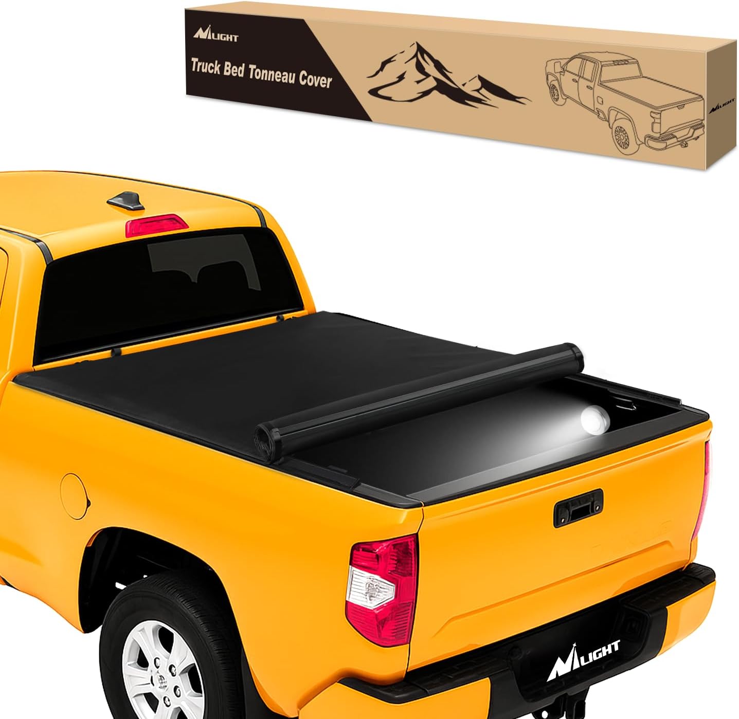 Soft Roll-Up Tonneau Cover for 2007–2021 Toyota Tundra 6.5ft Bed, Weatherproof Truck Bed Cover, Easy Roll-Up Access