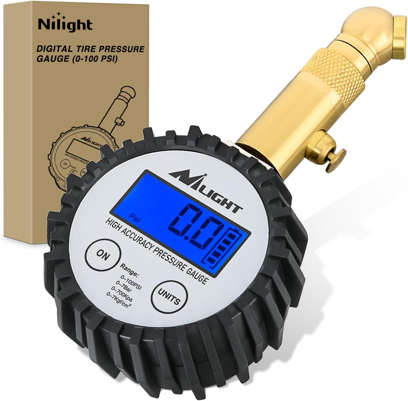 Digital Tire Pressure Gauge 100PSI Heavy Duty Stainless Steel Air Chucks ANSI 2A Certified Large Dial Wheel Service Checker for Truck Semi Truck ATV Motorhome Cars & RV Accessories