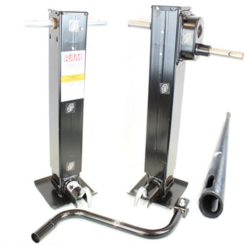 24,000 lbs. Ram Heavy Duty 2-Speed Trailer Jack Combo with Handle and Cross Shaft - LG12000