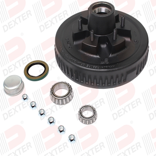 Dexter Drum 6K Axle, 6-5.50 BC, Studded 1/2"-20, 2.25 seal, standard grease cap - K08-201-9A