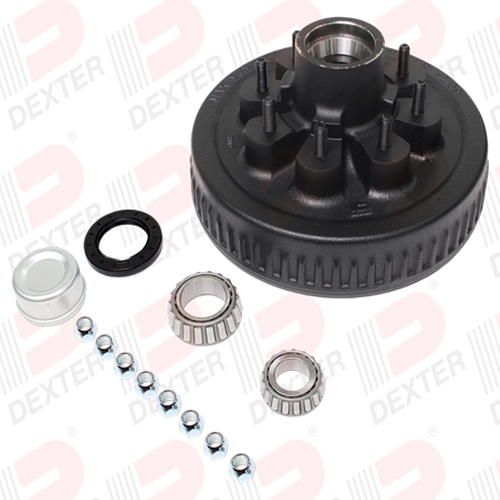 Dexter Drum 7K axle, 8-6.50 BC, Studded 1/2"-20, 2.125 seal, standard grease cap - K08-219-90
