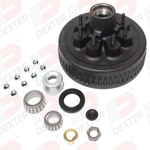 Dexter Drum 7K axle, 8-6.50 BC, Studded 1/2"-20, 2.125 seal, E-Z Lube grease cap - K08-219-96
