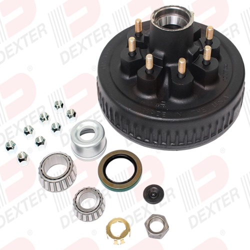 Dexter Drum 7K axle, 8-6.50 BC, Studded 9/16"-18, 2.25 seal, E-Z Lube grease cap - K08-219-9C