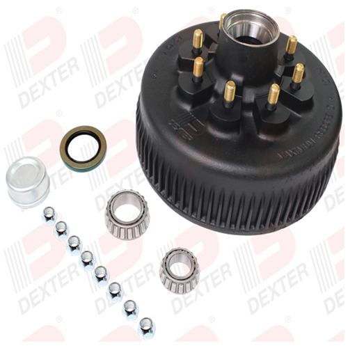Dexter 8,000 lbs. Grease Hub and Drum 9/16" Studs with Parts and 60 Degree Cone Nuts - K08-285-94