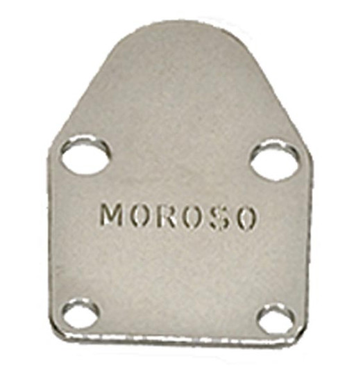 Moroso 65393 Fuel Pump Block Off Plate - Small Block Chevy - Chrome Plated Steel