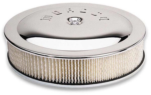 Moroso 65911 Racing Air Cleaner - 14" Diameter - 3" Tall -5-1/8" Neck Chrome