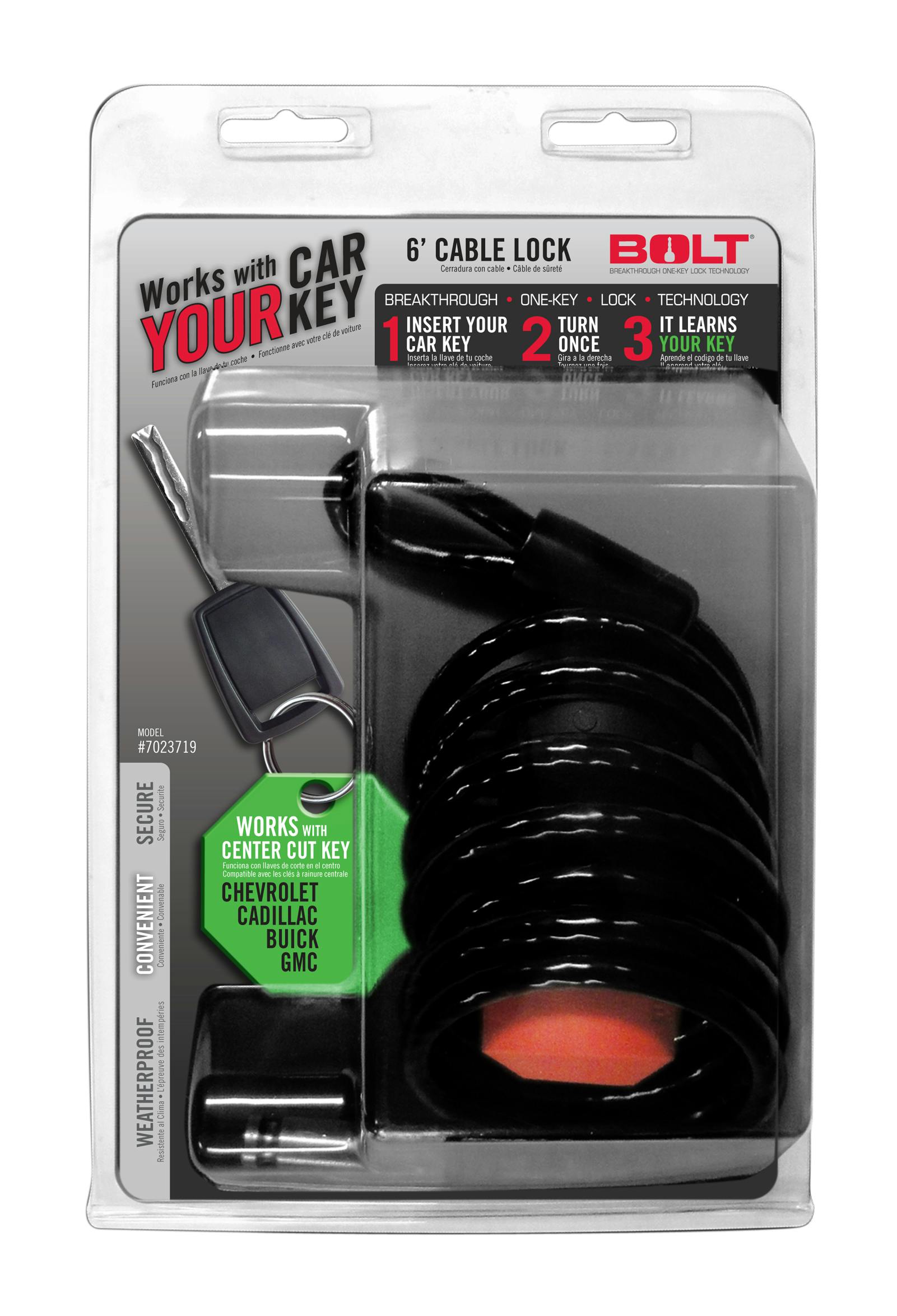 BOLT 7023719 6FT. CABLE LOCK GM CENTER CUT