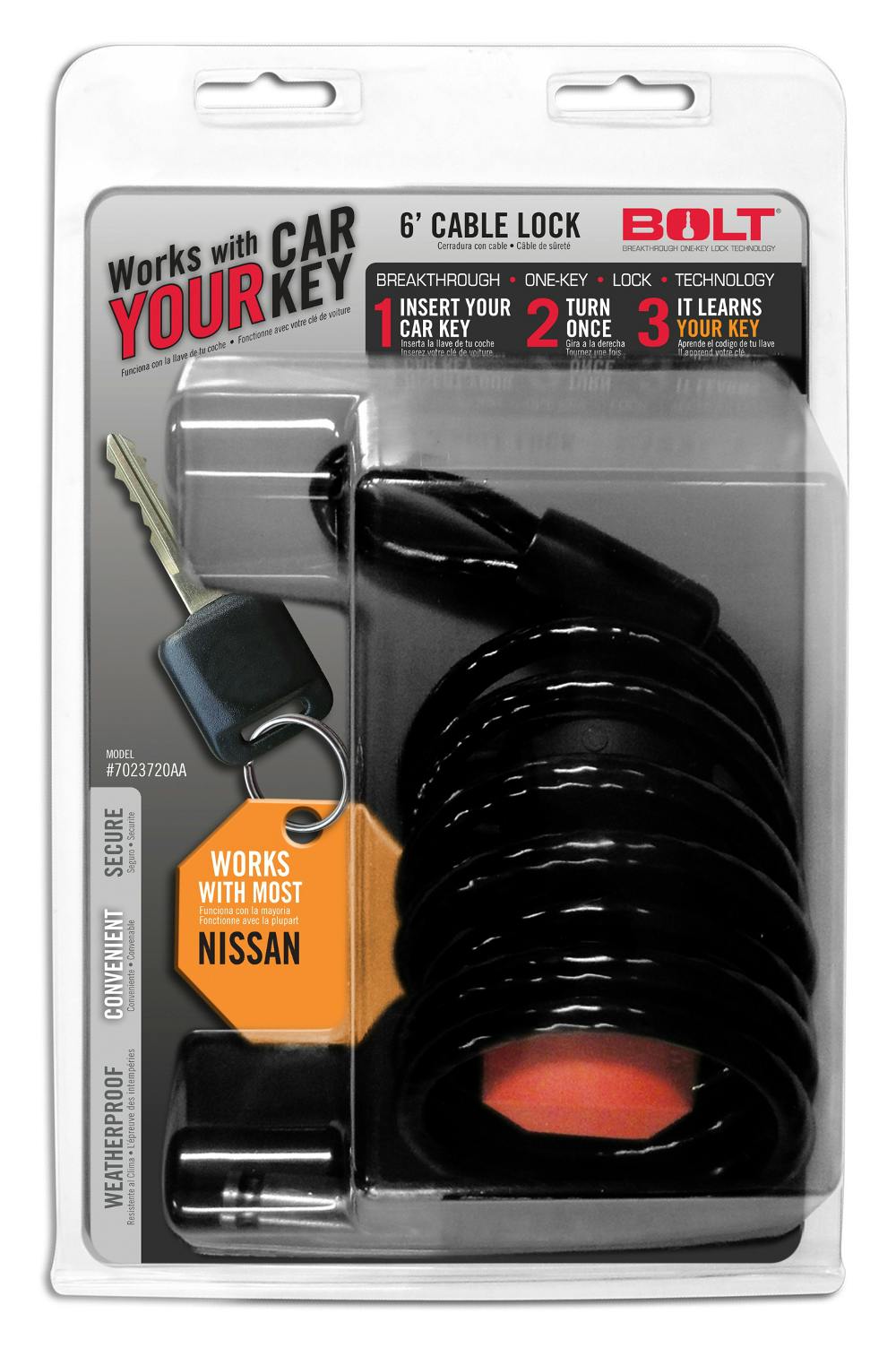 BOLT 7023720 6FT. CABLE LOCK NISSAN
