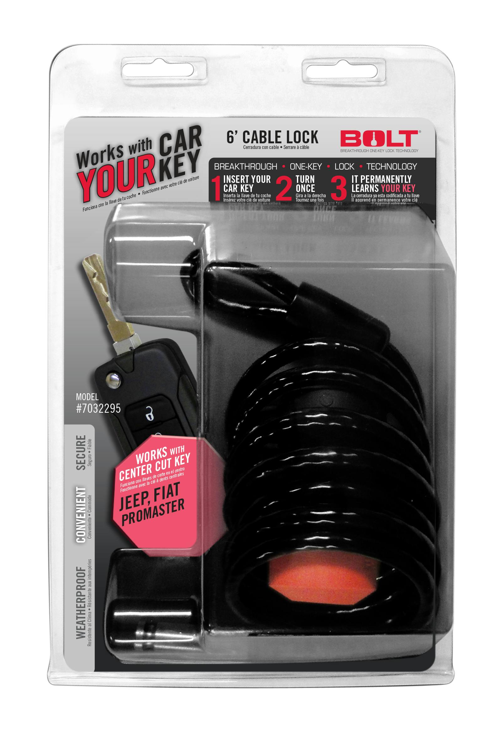 BOLT 7032295 6FT. CABLE LOCK JEEP CENTER CUT