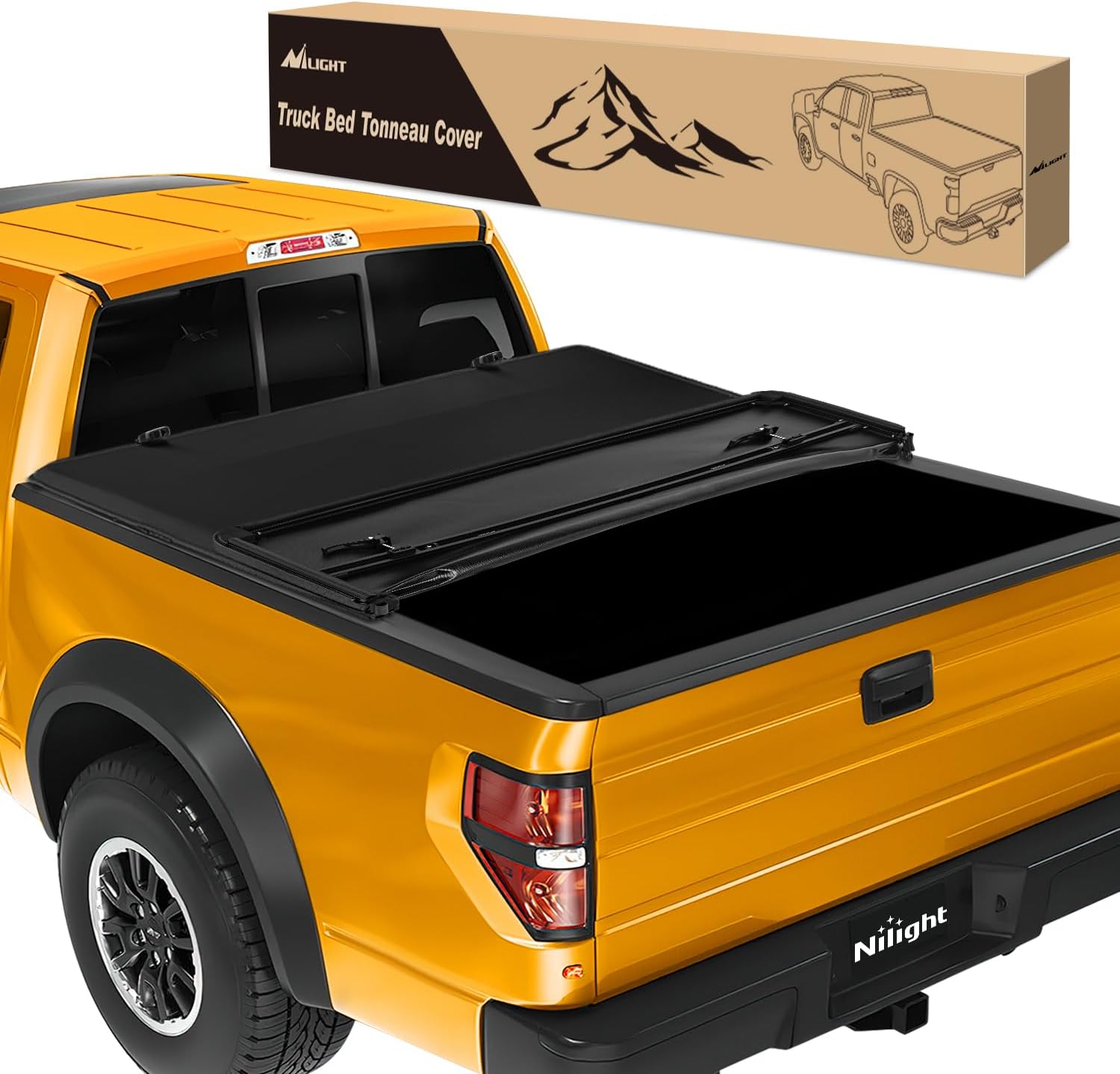 Soft Tri-fold Truck Bed Tonneau Cover Compatible with Ford F150 2004 2005 2006 2007 2008 2009 2010 2011 2012 2013 2014-6.5ft
