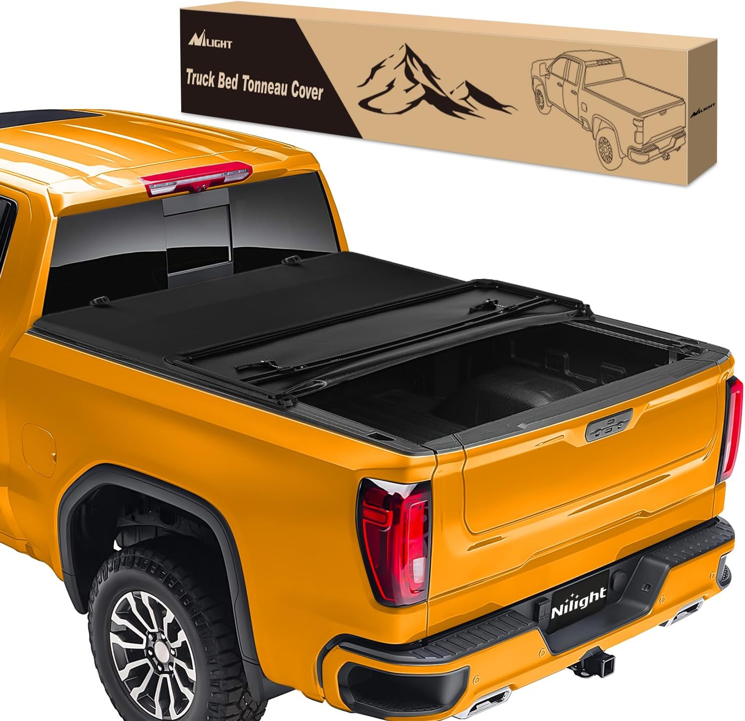 Soft Tri-fold Truck Bed Tonneau Cover Compatible with Chevy Silverado 1500/GMC Sierra 1500 2014 2015 2016 2017 2018 2019 2020 2021 2022 2023 2024 2025, 6.7ft