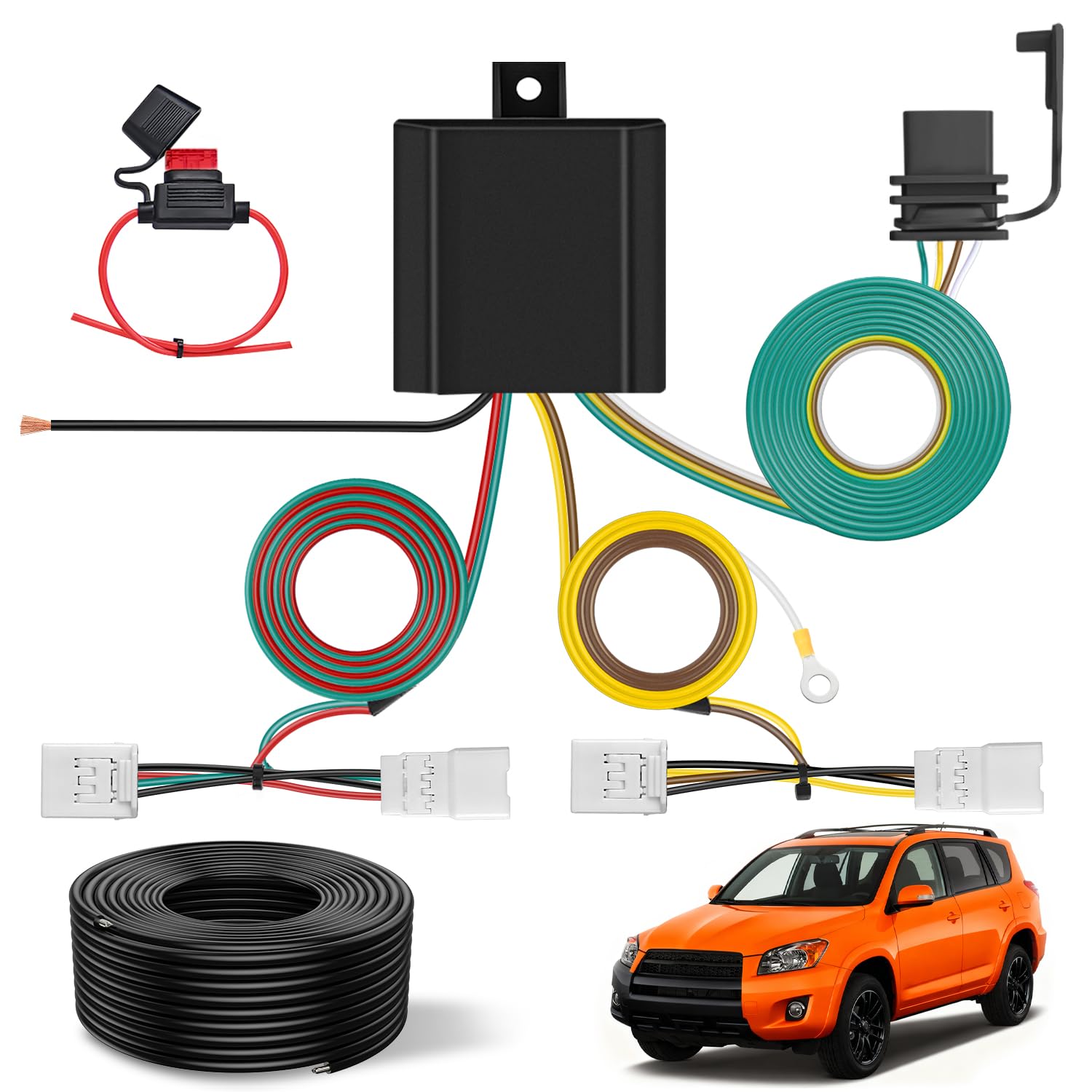 4 Pin Trailer Wiring Harness Kit 56165 Vehicle Standard 4 Way Connector Custom for 2006 2007 2008 2009 2010 2011 2012 Toyota RAV4 Simple Fit Tow Hitch Accessories