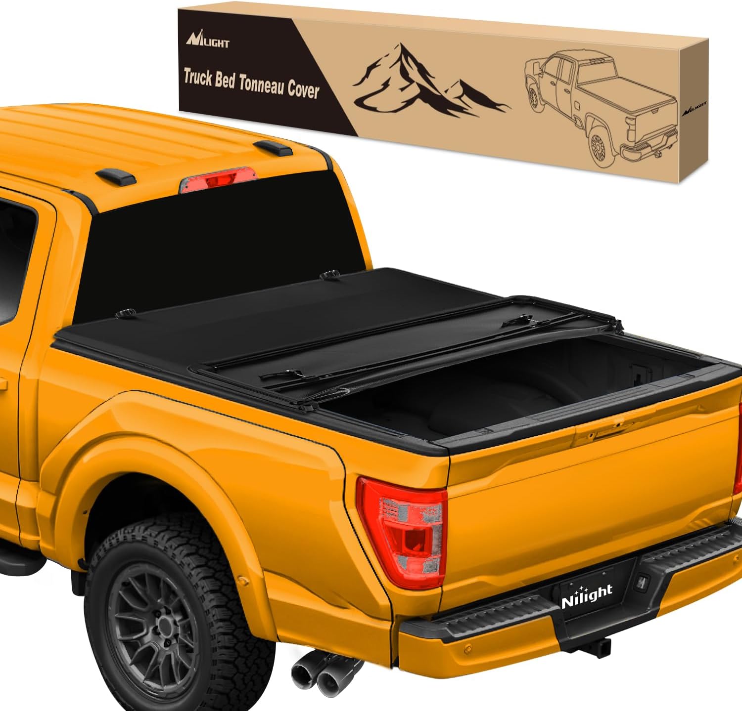 Soft Tri-fold Truck Bed Tonneau Cover Compatible with Ford F150 2015 2016 2017 2018 2019 2020 2021 2022 2023 2024 2025-6.5ft
