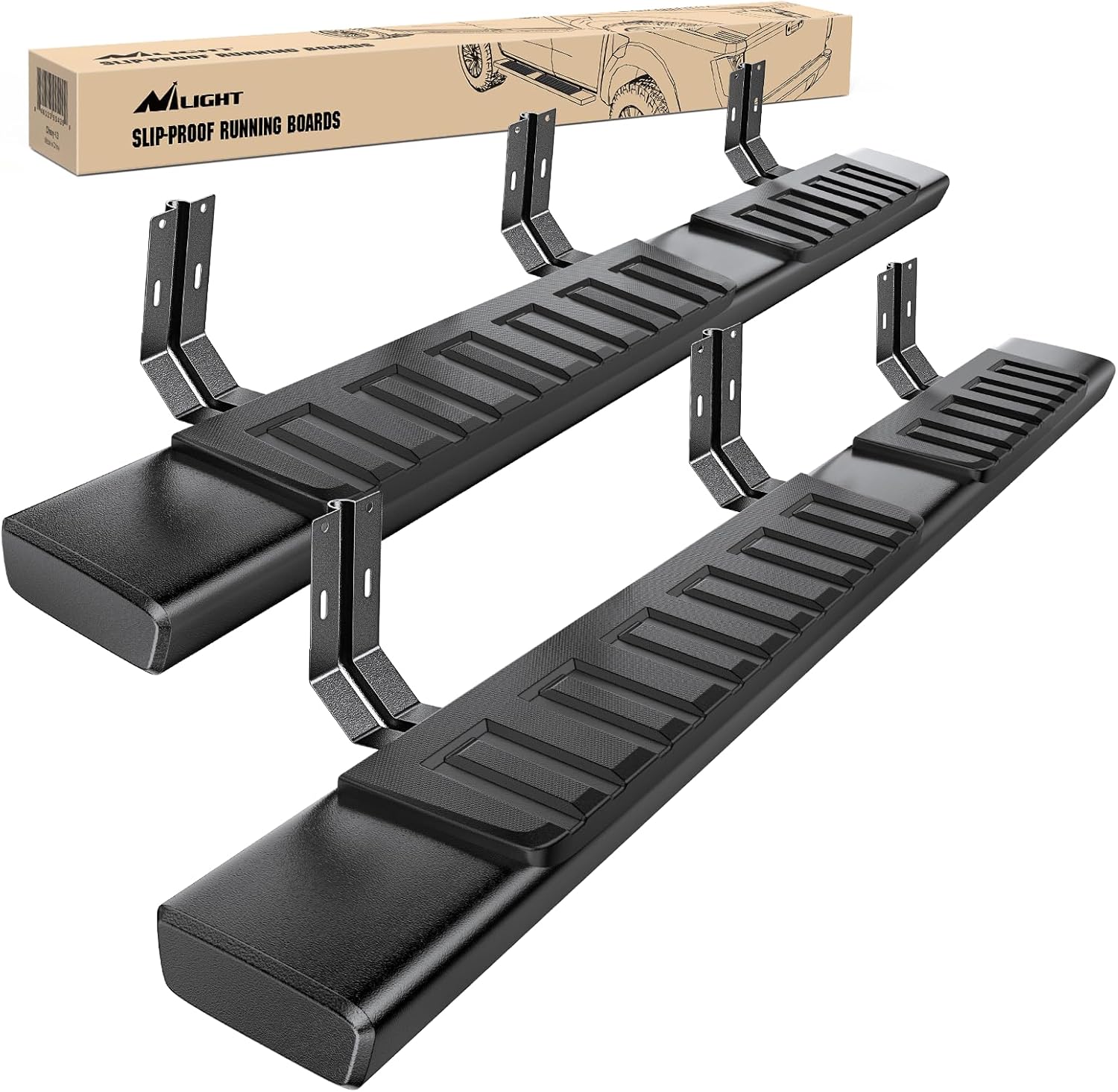 Running Boards for 1999-2016 Ford F250 F350 Super Duty/Extended Cab 2 Full-Size Door & 2 Half-Size Door 6 Inch Side Step Nerf Bars Stainless Steel Black