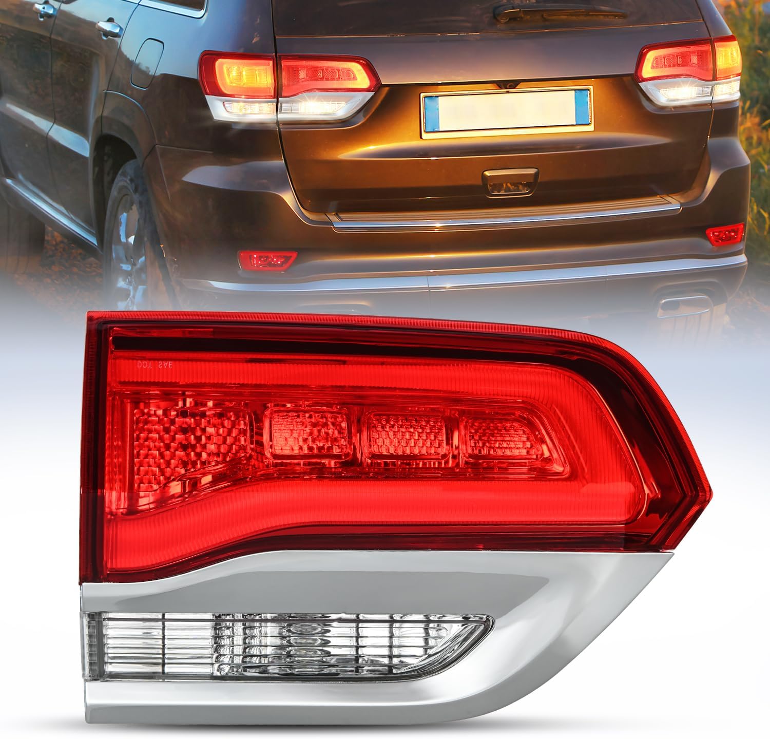 Taillight Assembly Compatible with 2014 2015 2016 2017 2018 2019 2020 Jeep Grand Cherokee Laredo/Limited/Overland/Summit Tail Lights Inner Driver Side w/Bulbs