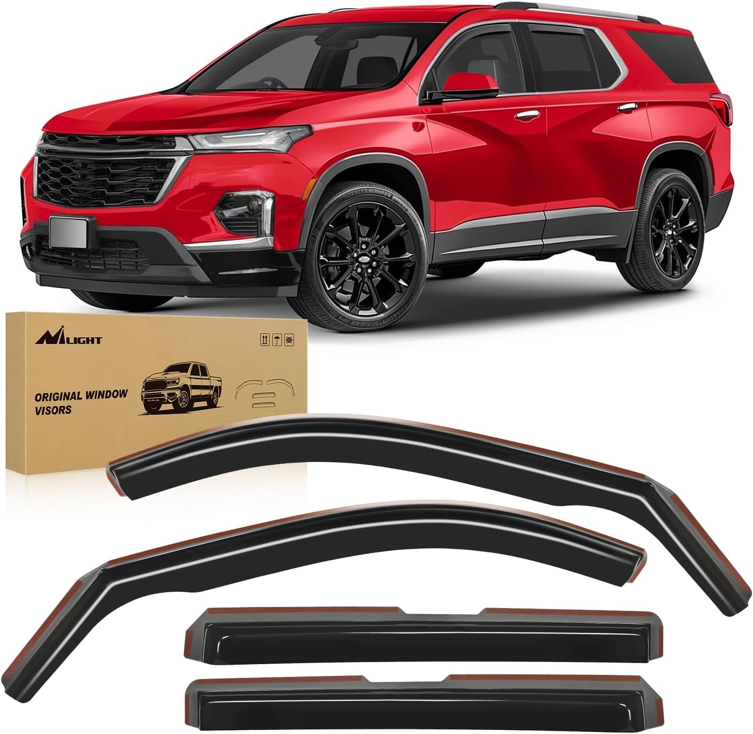 Durable in Channel Rain Guards for Chevrolet (Chevy) Traverse 2018 2019 2020 2021 2022 2023 Window Deflectors, Vent Window Visors-4pcs