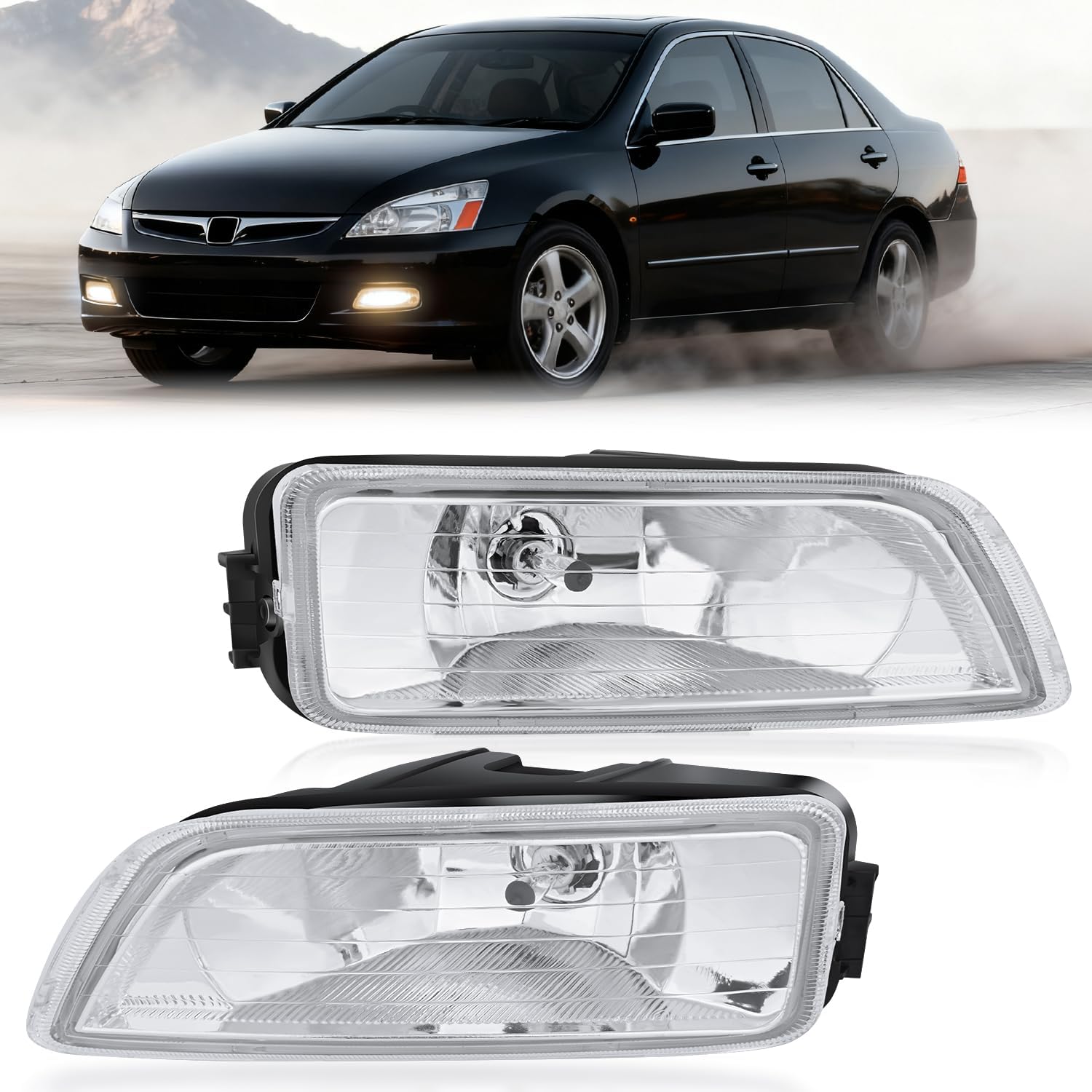 Fog Lights Assembly Compatible with 2003 2004 2005 2006 2007 Honda Accord 4Door Sedan 2004-2008 Acura TL w/H11 12V 55W Bulbs Clear Lens Driver and Passenger Side