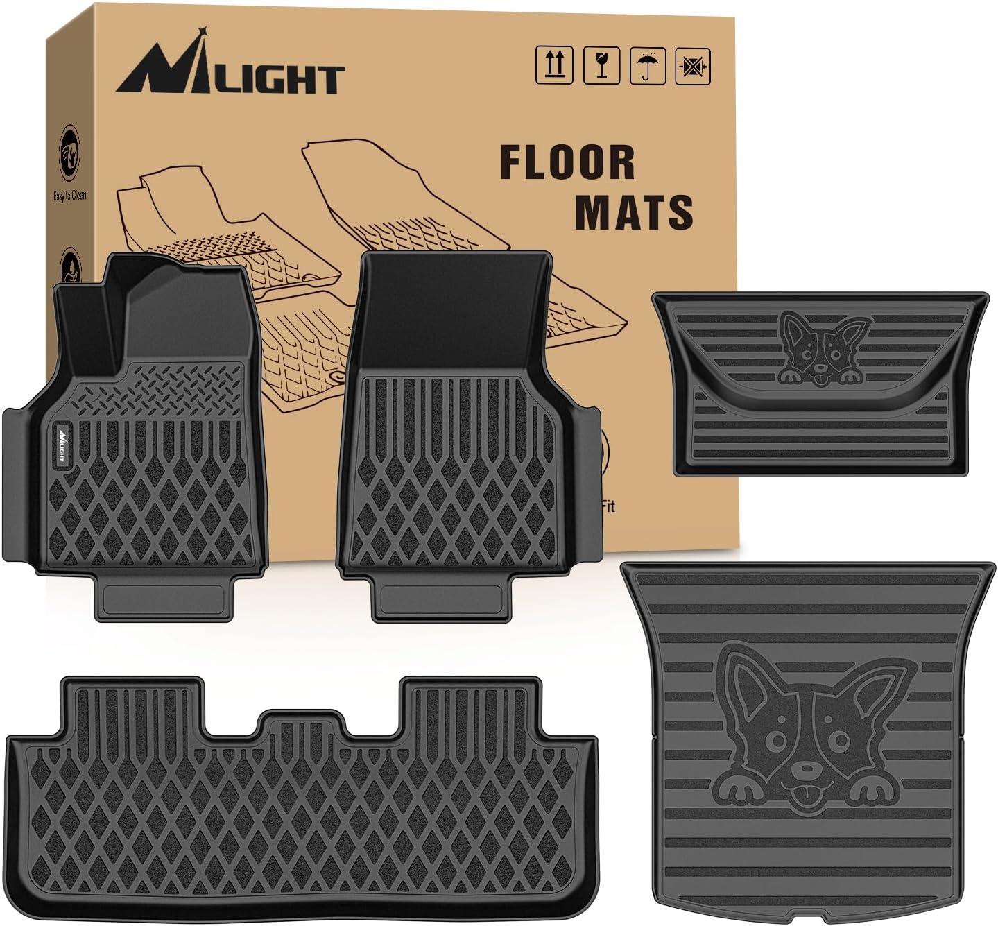 TPE Floor Mats & Cargo Mats Set for Tesla Model Y Juniper 2025 2026 All Weather Custom Fit Heavy Duty Floor Liners