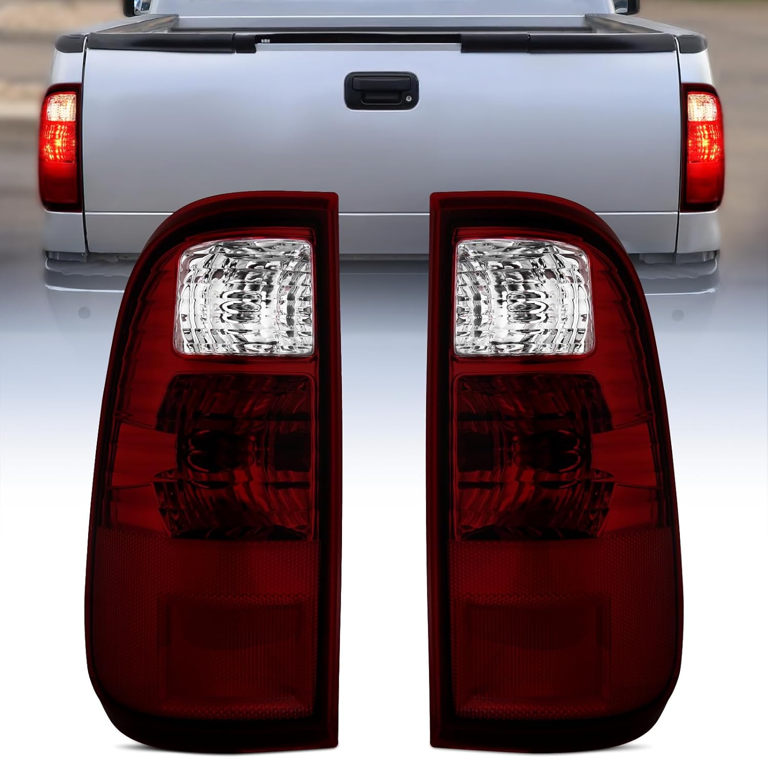 Taillight Assembly Compatible with 2008 2009 2010 2011 2012 2013 2014 2015 2016 Ford F250 F350 F450 Super Duty Rear Tail Light Lamp Replacement OE Style Driver and Passenger Side Dark Red