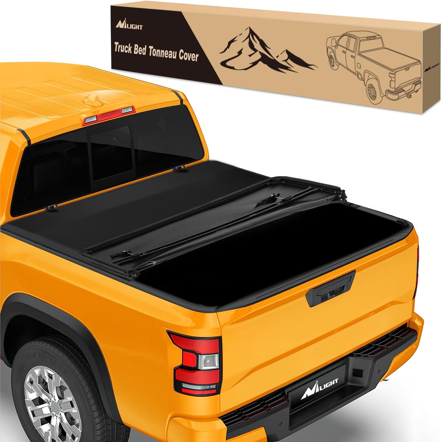 Soft Tri-Fold Truck Bed Tonneau Cover for Nissan Titan 2017-2025 5.5ft Bed, Waterproof Low Profile PVC Pickup Bed Cover