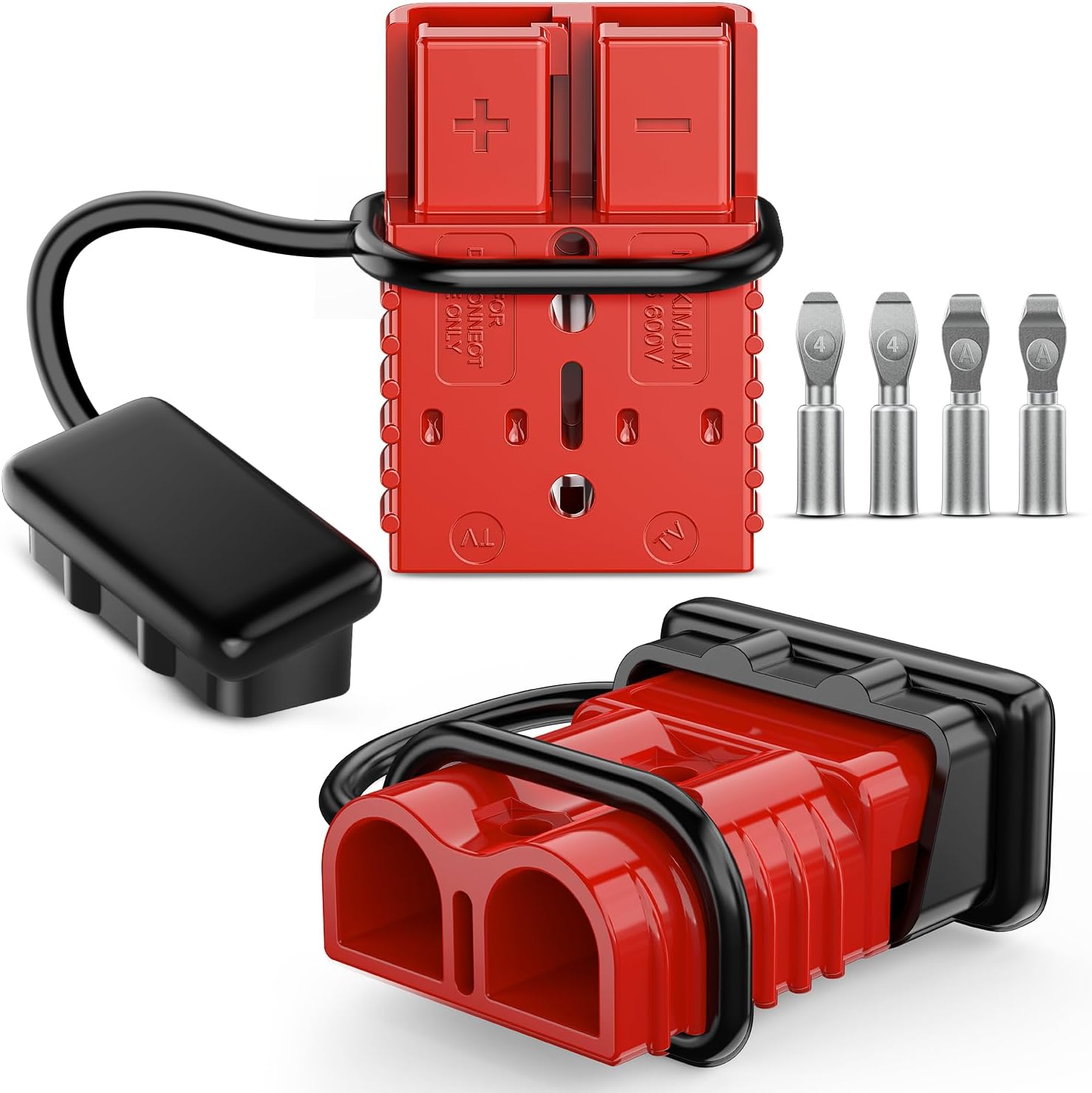 Anderson Connector 175AMP 4AWG Anderson Plug 12V-36V Battery Quick Connect/Disconnect Wire Harness Plugs Connectors Kit for 4 Gauge Cables Car Marine ATV Trailer Towing Winch Motor, 2 Pack Red