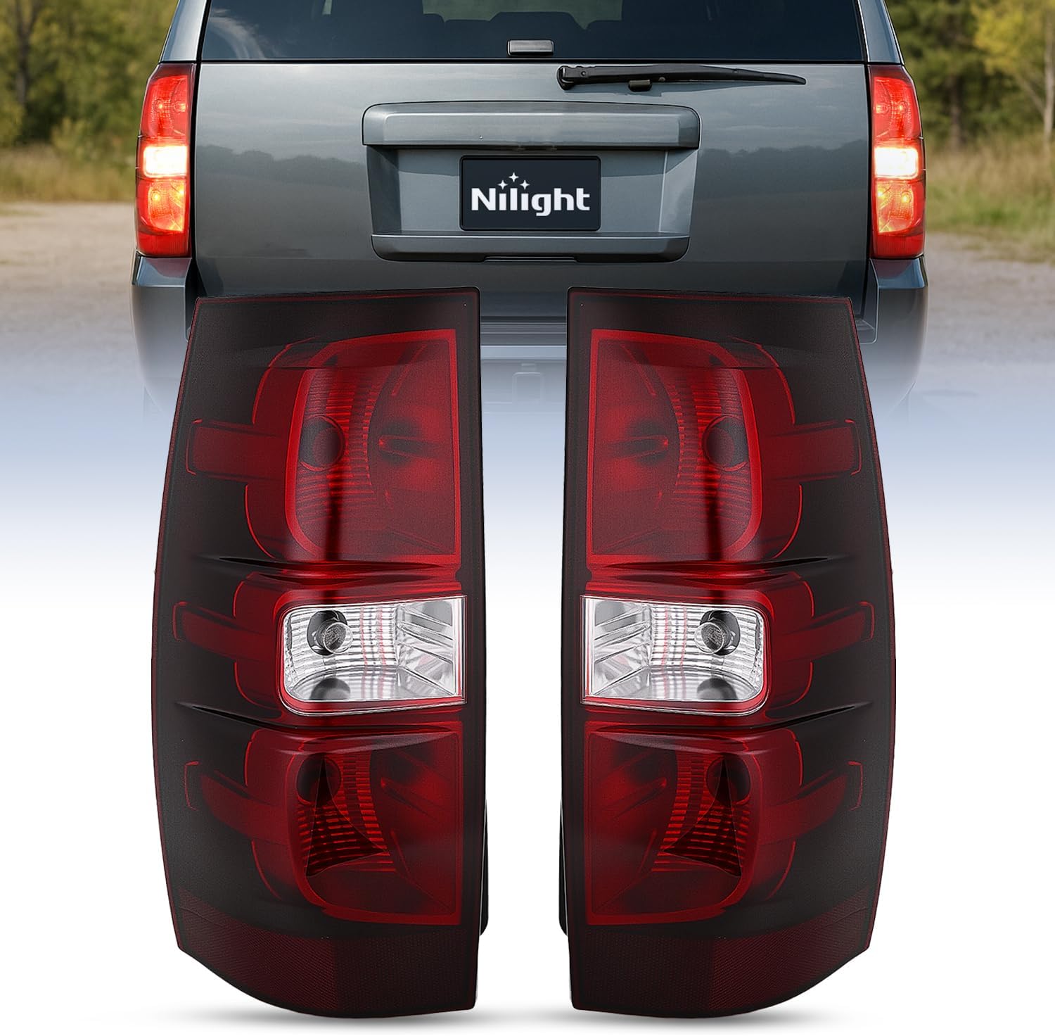 Taillight Assembly Compatible With 2007 2008 2009 2010 2011 2012 2013 2014 Chevy Chevrolet Tahoe Suburban Tail Lights Rear Lamps Replacement Driver and Passenger Side Dark Red