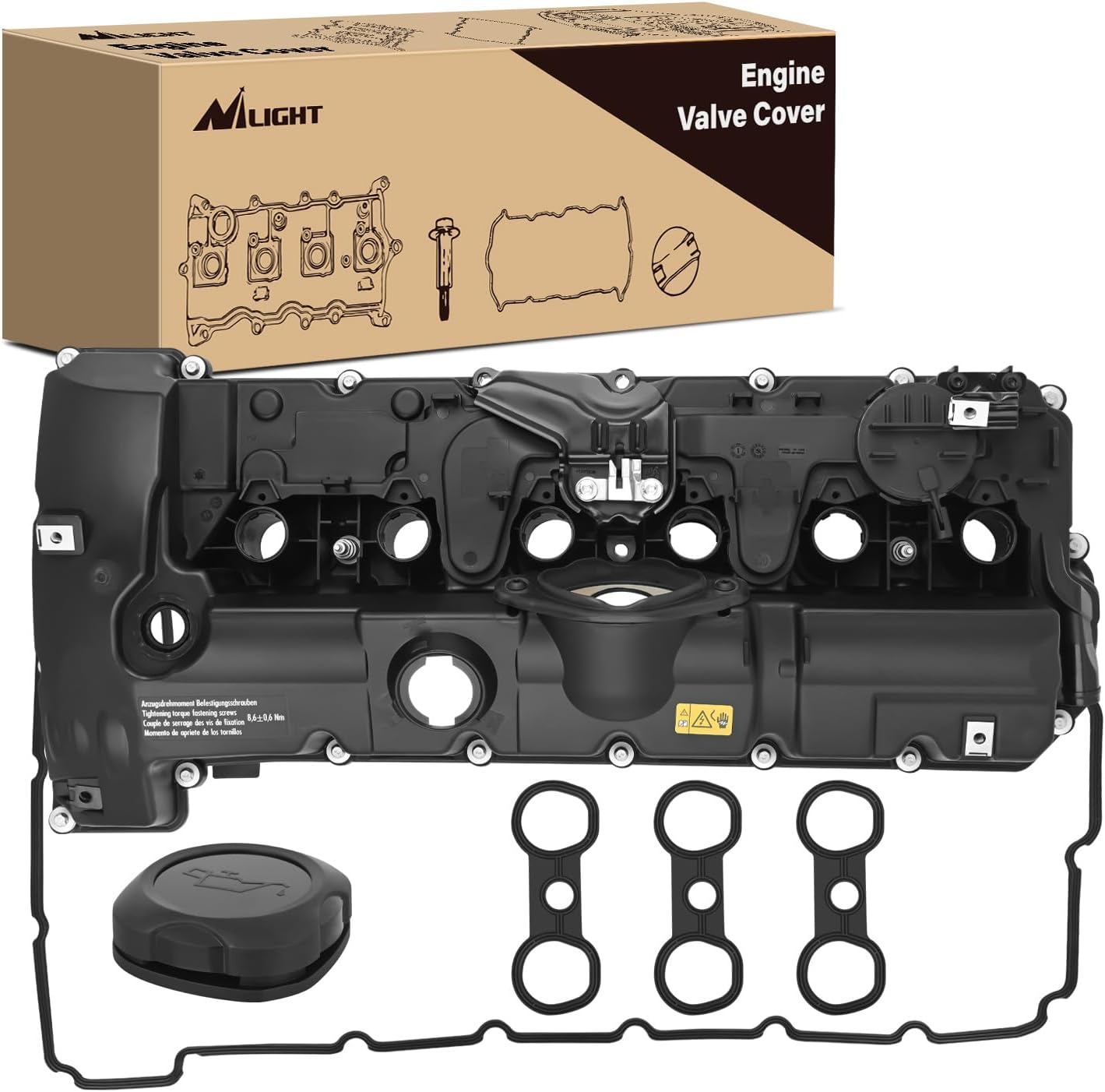Engine Valve Cover Set for BMW 125i 128i 2007 2008 2009 2010 2011 2012 2013, 130i 323i 328i 525i 528i 528xi 530i 2006-2013, X1 X3 X5 Z4 2006 2007 2008 2009-2011 (Bolts Included)
