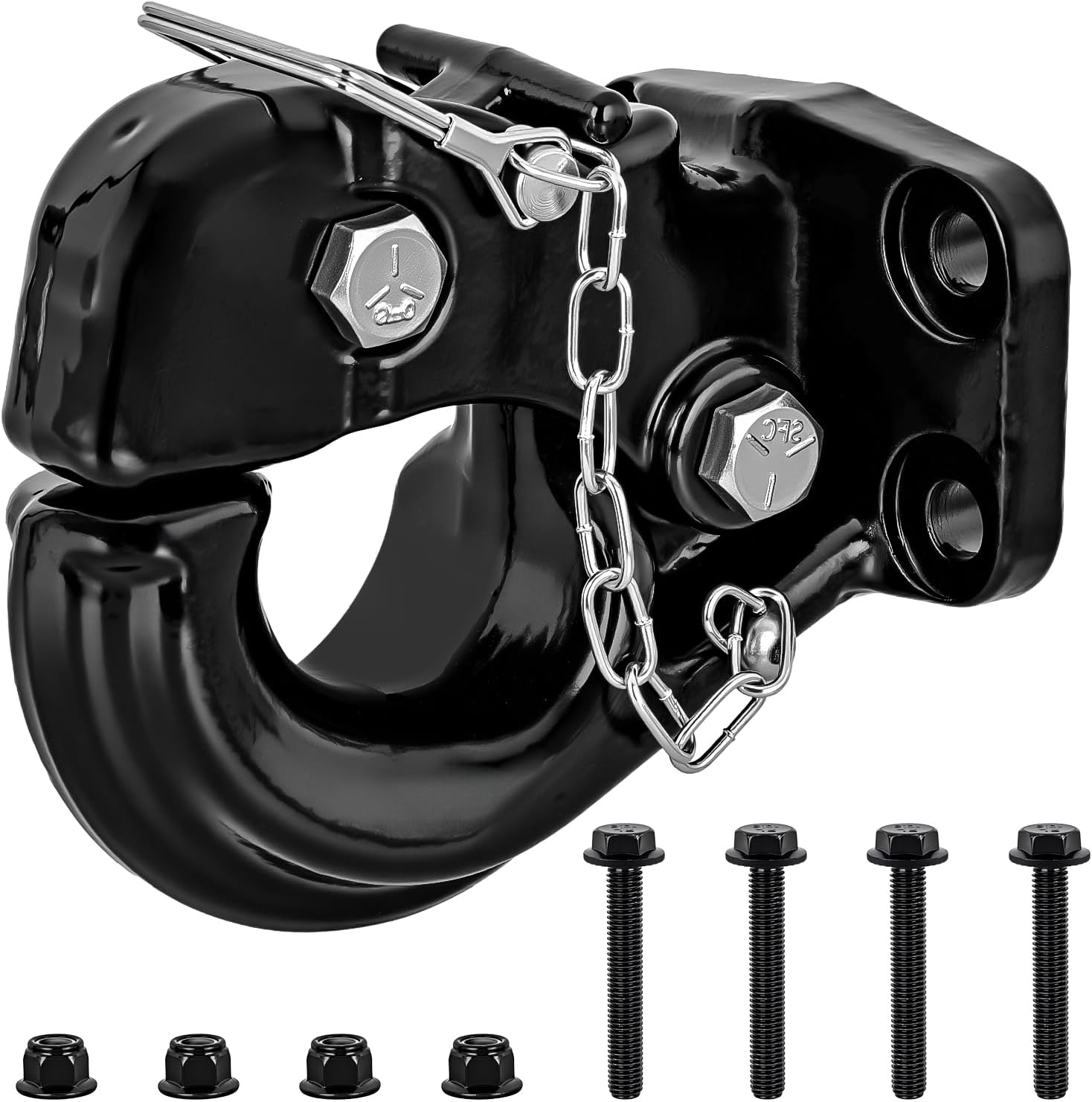 Pintle Hook Hitch with Mounting Kit 40,000 lbs, Fits 2-1/2 to 3-Inch Lunette Ring, Mount Required, 20Ton Hitch Receiver fit for Pintle Hook Mount
