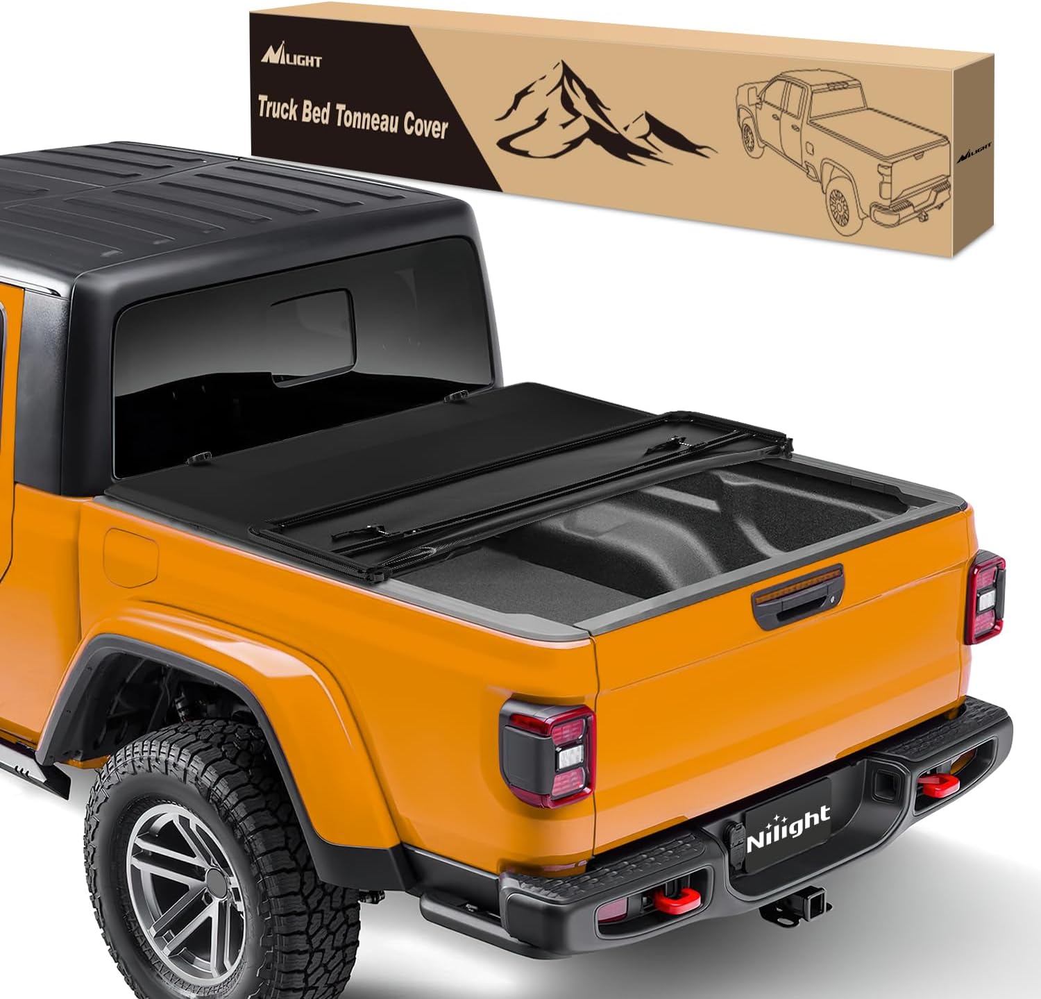 Soft Tri-Fold Truck Bed Tonneau Cover for Jeep Gladiator JT 2020–2026, 5ft Bed, Weather Resistant Low Profile Cargo Protection