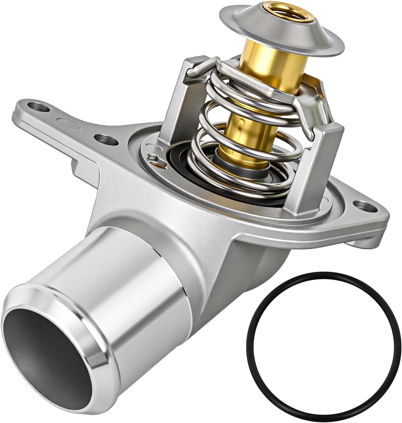 Aluminium Thermostat Housing Assembly Fit for Chevy Silverado Suburban Tahoe Cadillac CTS Buick Rainier GMC Sierra Yukon H2 Engine Coolant Thermostat Housing 15-11057 12600172 1510412 12571261