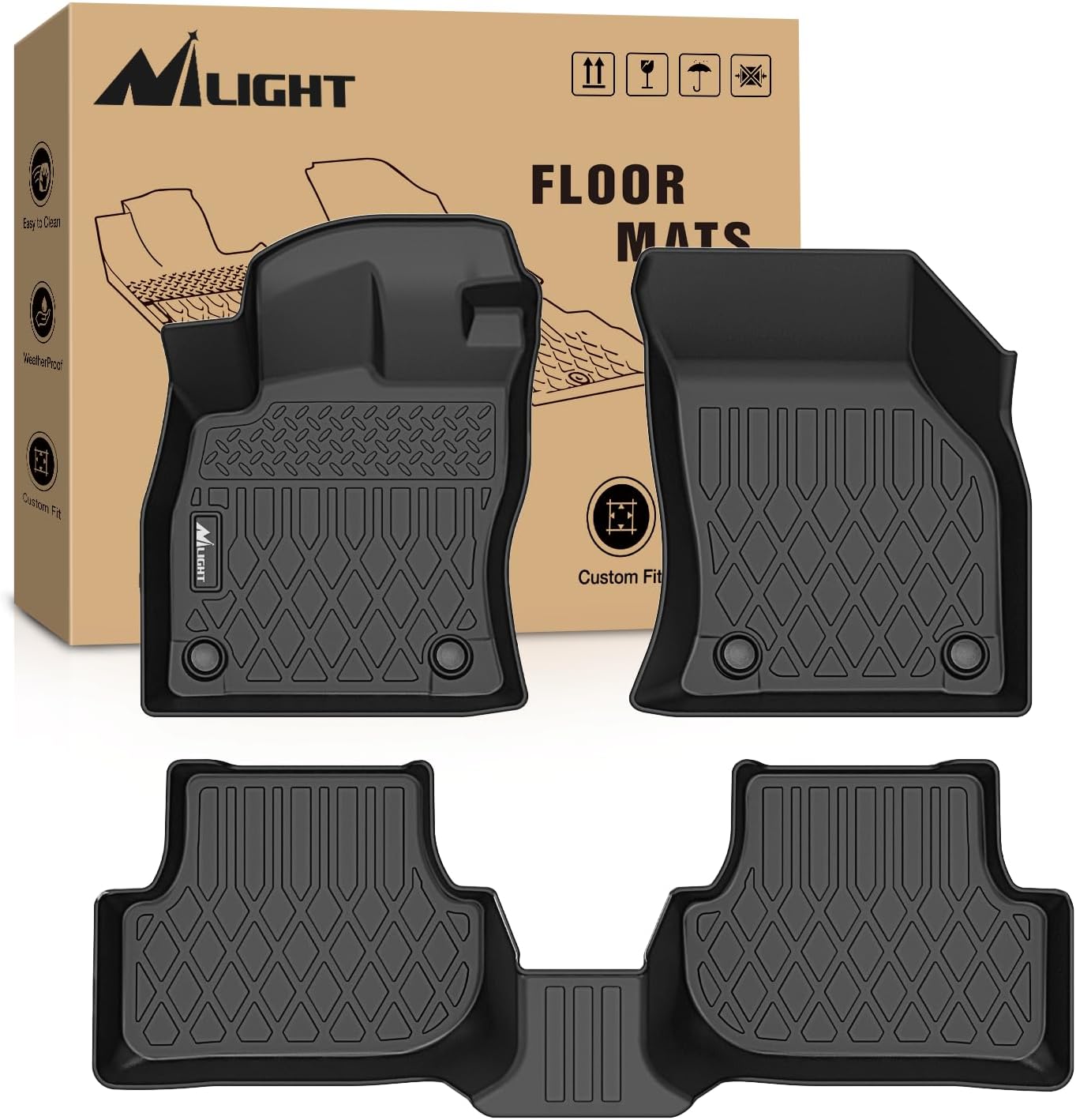 TPE Floor Mats for Volkswagen VW Golf GTI Golf R 2022 2023 2024 2025, All Weather Custom Fit Heavy Duty Floor Liners