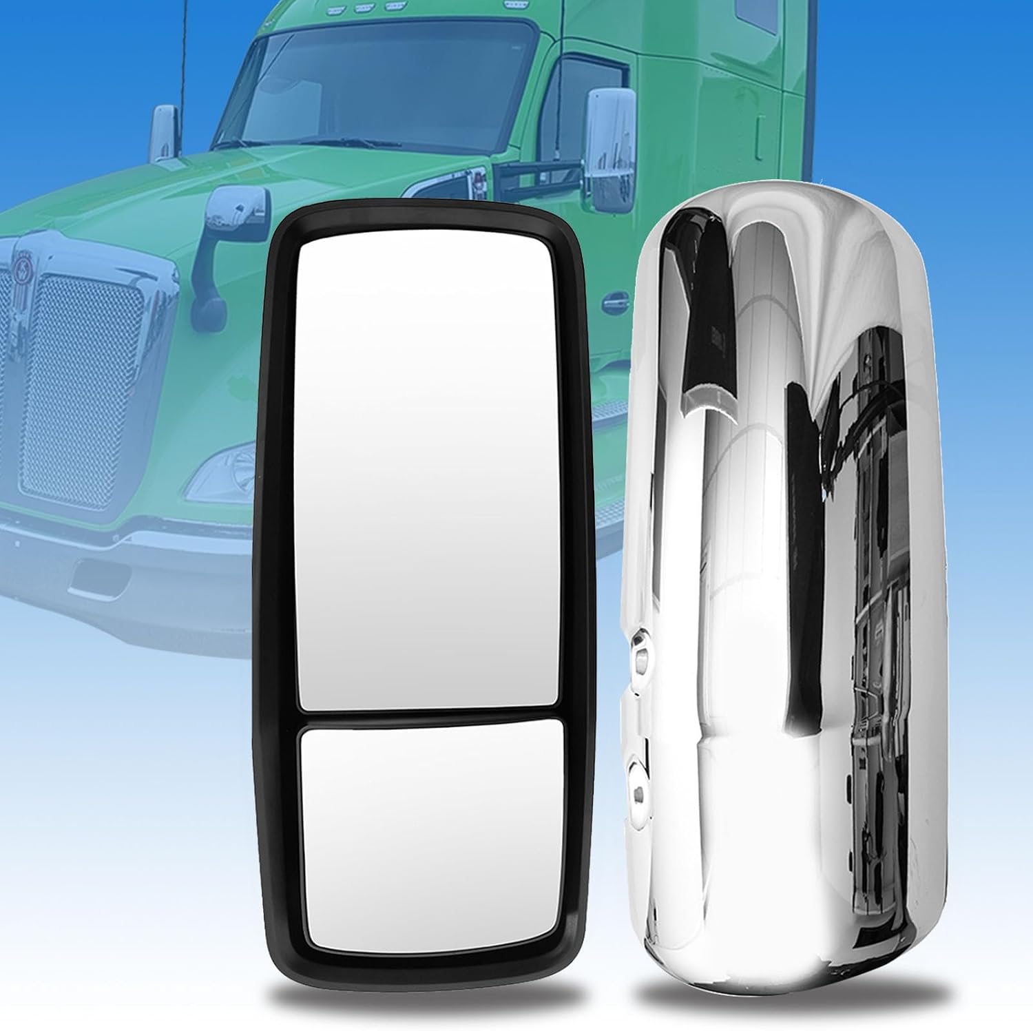 Automann 563.59041C Mirror Assembly LH Heated Chrome Kenworth T680